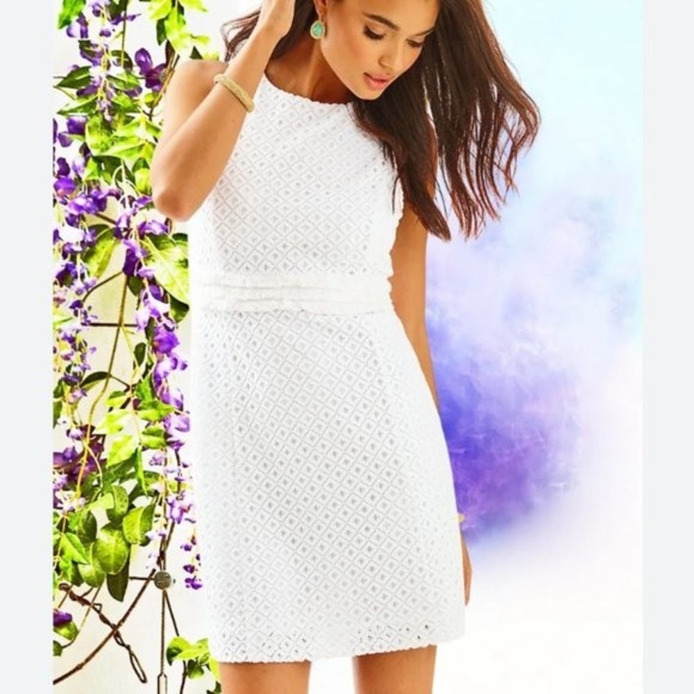 NWT Lilly Pulitzer Arden Resort White Lattice All Over Knit Lace Dress, Size XL